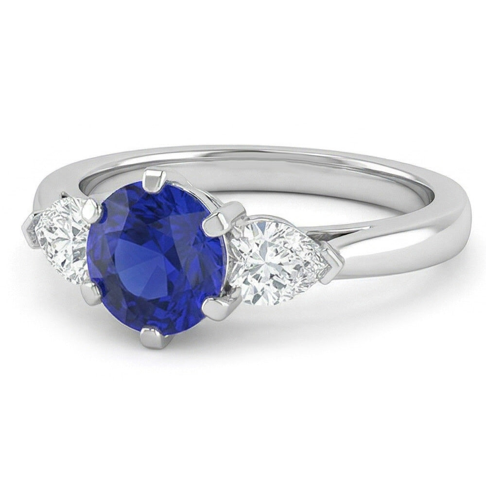 natural round sapphire 1.25ct ring top view
