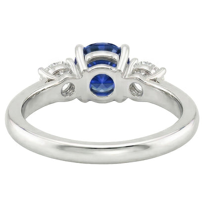Three Stone Round Natural Earth Mined Diamond Engagement Ring Srilanka Sapphire 3 Carats
