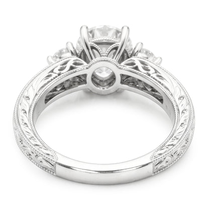 Three Stone Round Old Cut Vintage Style Anniversary Ring 3 Carats Genuine Natural Real Diamond ( Not Lab Grown )