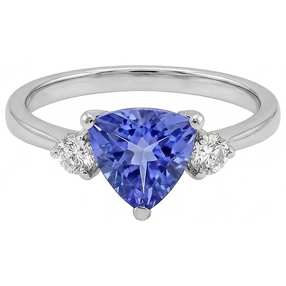 Three Stone Tanzanite And Round Natural Earth Mined Diamonds 4 Carats Gemstone Ring New