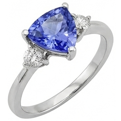 Three Stone Tanzanite And Round Natural Earth Mined Diamonds 4 Carats Gemstone Ring New