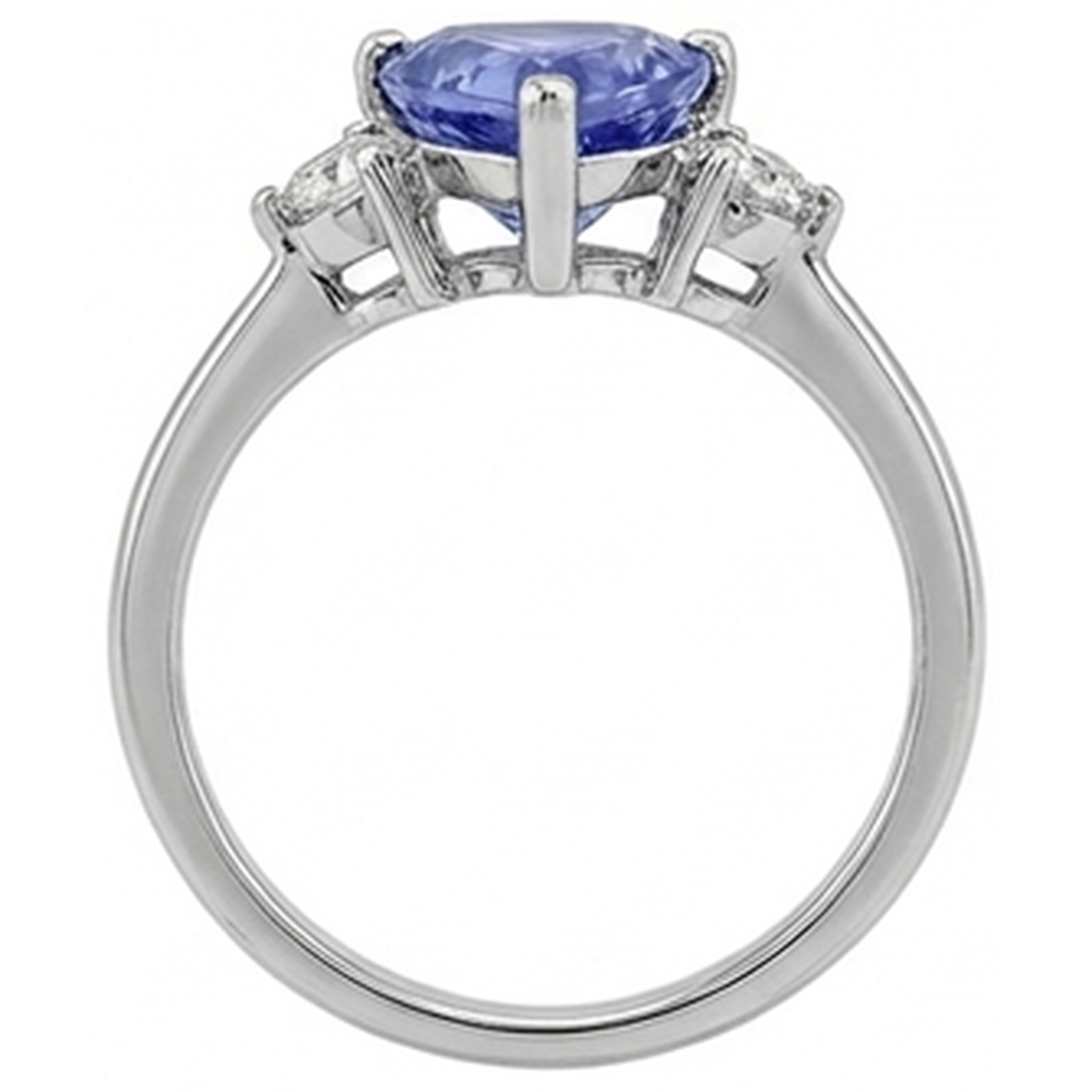 Three Stone Tanzanite And Round Natural Earth Mined Diamonds 4 Carats Gemstone Ring New
