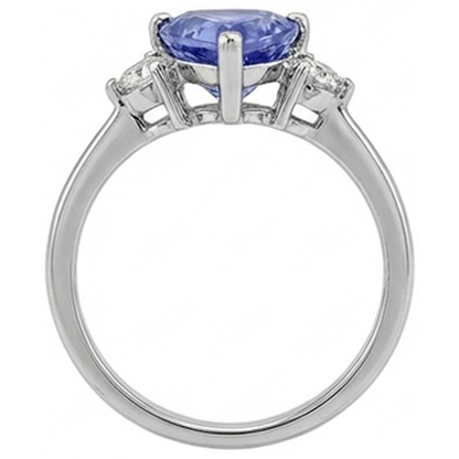Three Stone Tanzanite And Round Natural Earth Mined Diamonds 4 Carats Gemstone Ring New