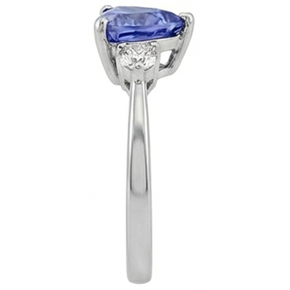 Three Stone Tanzanite And Round Natural Earth Mined Diamonds 4 Carats Gemstone Ring New