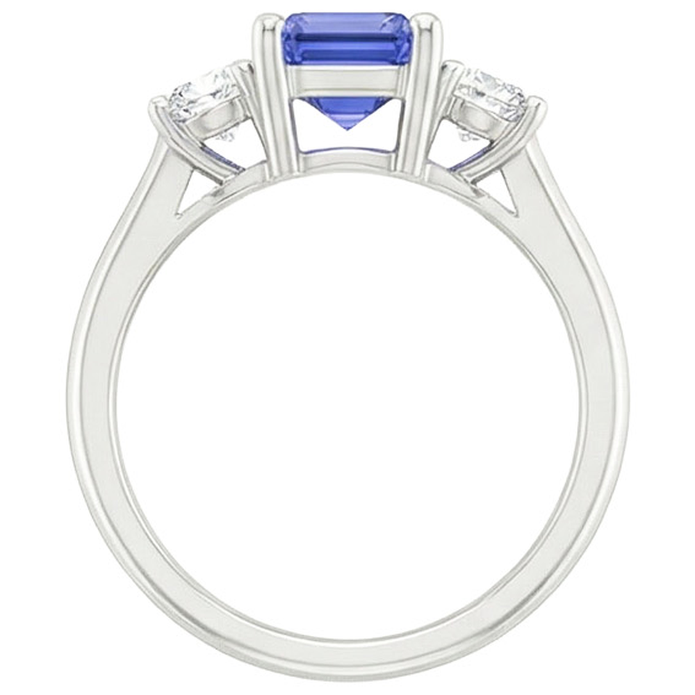 Three Stones Ring Emerald Sri Lankan Sapphire & Natural Earth Mined Diamonds 3.50 Carats