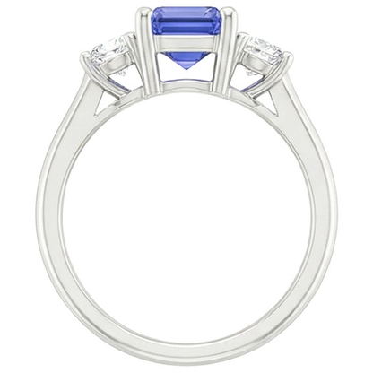 Three Stones Ring Emerald Sri Lankan Sapphire & Natural Earth Mined Diamonds 3.50 Carats