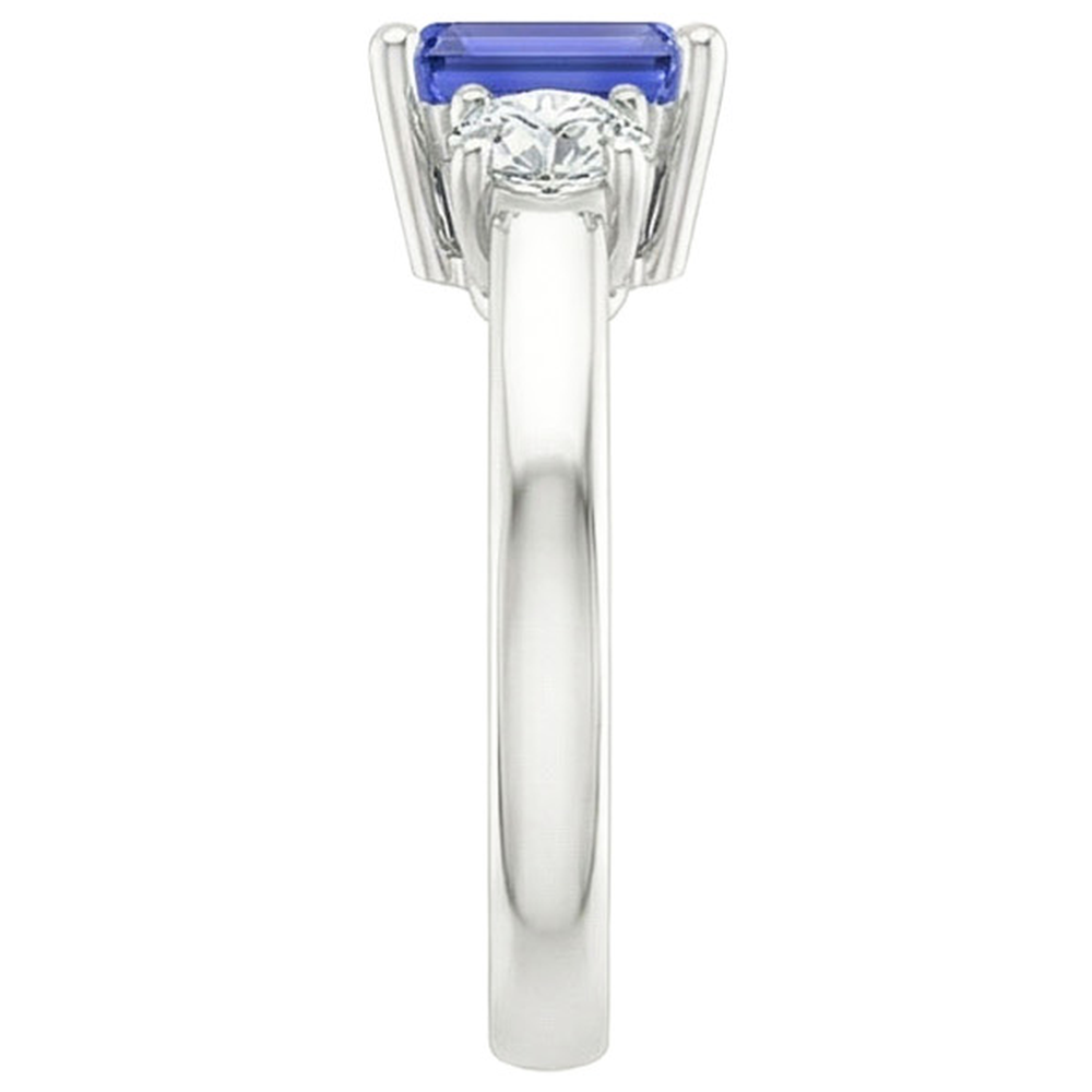 Three Stones Ring Emerald Sri Lankan Sapphire & Natural Earth Mined Diamonds 3.50 Carats