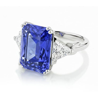 Natural Real ( Not Lab Grown )  Three Stone 6 Carat Sapphire Engagement Ring