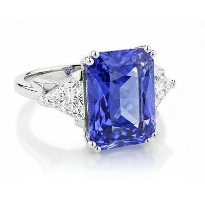 Natural Real ( Not Lab Grown )  Three Stone 6 Carat Sapphire Engagement Ring
