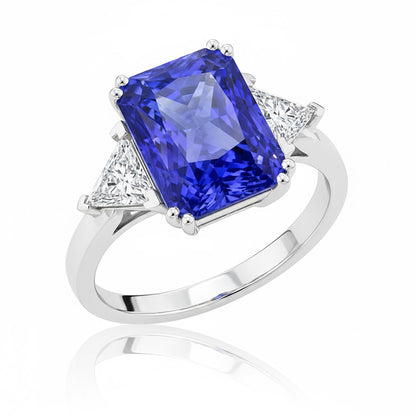 Natural Real ( Not Lab Grown )  Three Stone 6 Carat Sapphire Engagement Ring