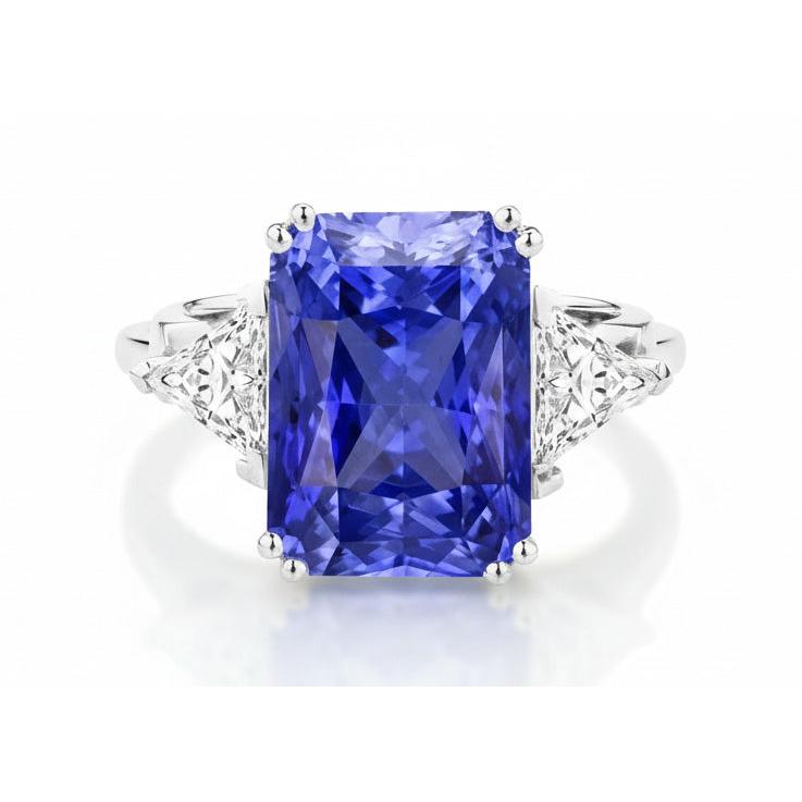 Natural Real ( Not Lab Grown )  Three Stone 6 Carat Sapphire Engagement Ring