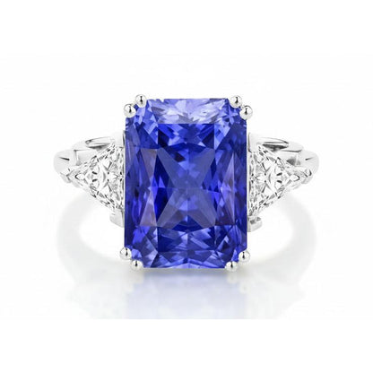 Natural Real ( Not Lab Grown )  Three Stone 6 Carat Sapphire Engagement Ring