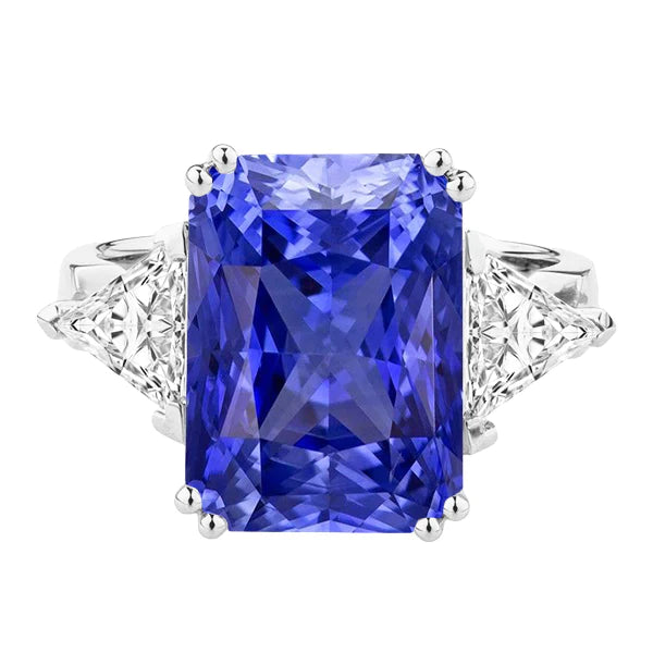 Three Stone 6 Carat Sapphire Engagement Ring
