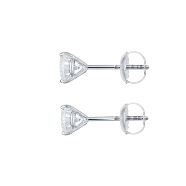 Three Prong Set 2.50 Carats GIA CERTIFIED Lab Grown Diamonds Studs Earrings Gold White 14K