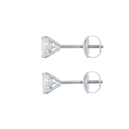 Three Prong Set 2.50 Carats GIA CERTIFIED Lab Grown Diamonds Studs Earrings Gold White 14K