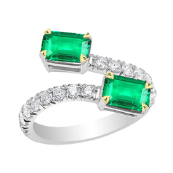 Toi Et Moi Green Emerald Ring Statement Jewelry