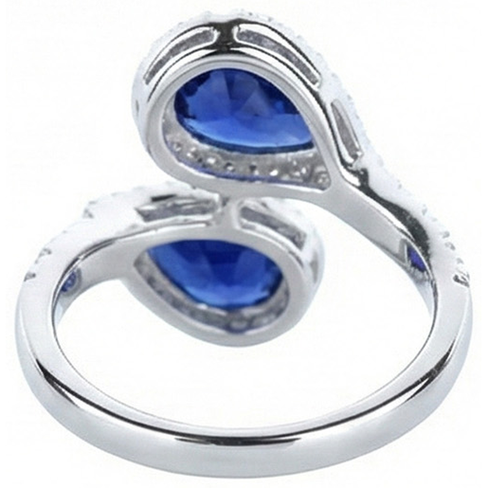 IGI CERTIFIED Toi Et Moi Ring Halo Sapphire Ring