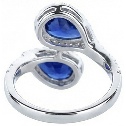 IGI CERTIFIED Toi Et Moi Ring Halo Sapphire Ring
