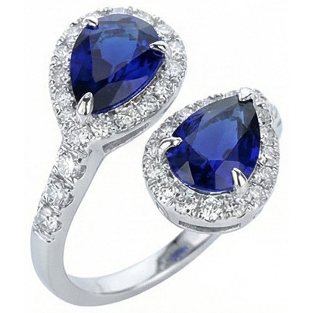 IGI CERTIFIED Toi Et Moi Ring Halo Sapphire Ring