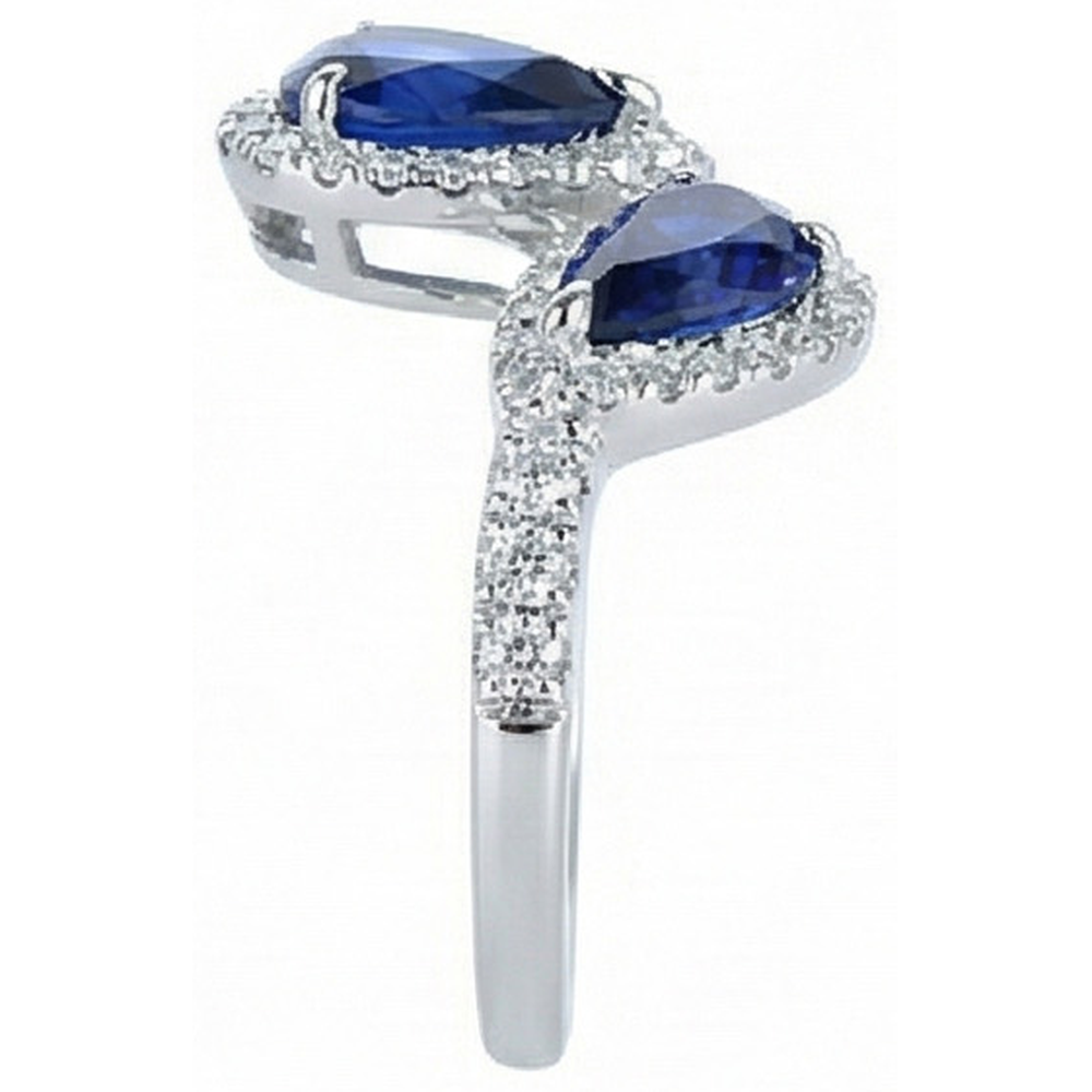 IGI CERTIFIED Toi Et Moi Ring Halo Sapphire Ring
