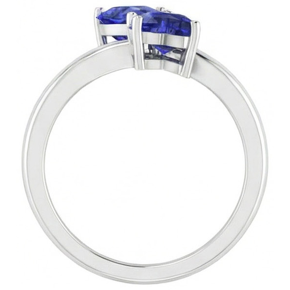 Natural Real ( Not Lab Grown )  Toi et Moi Anniversary Ring Heart Cut Ceylon Sapphire 1.50 Carats Gold