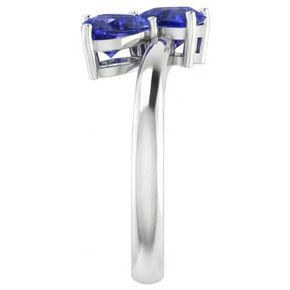 Natural Real ( Not Lab Grown )  Toi et Moi Anniversary Ring Heart Cut Ceylon Sapphire 1.50 Carats Gold