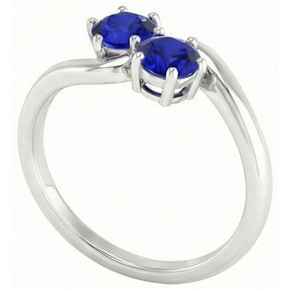 Natural Real ( Not Lab Grown )  Toi et Moi Anniversary Ring Round Ceylon Sapphire 4 Carats Prong Set