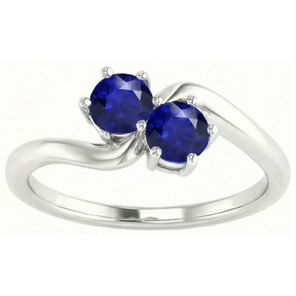 Natural Real ( Not Lab Grown )  Toi et Moi Anniversary Ring Round Ceylon Sapphire 4 Carats Prong Set