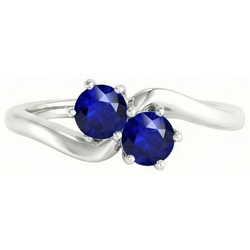 Natural Real ( Not Lab Grown )  Toi et Moi Anniversary Ring Round Ceylon Sapphire 4 Carats Prong Set