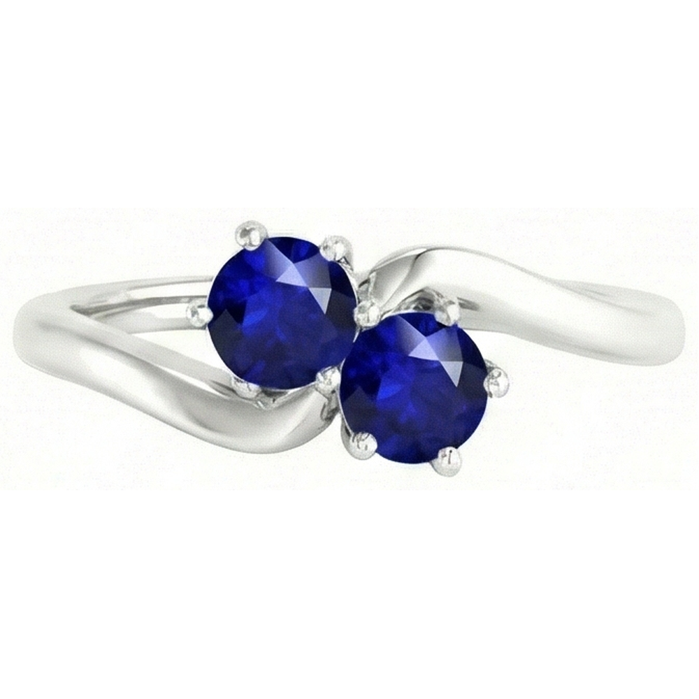 Natural Real ( Not Lab Grown )  Toi et Moi Anniversary Ring Round Ceylon Sapphire 4 Carats Prong Set