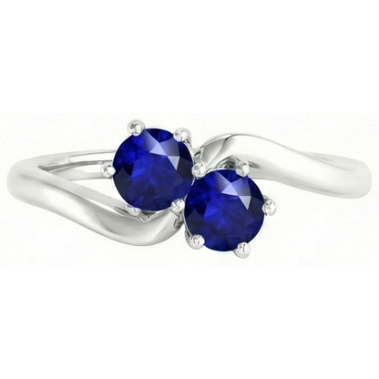 Natural Real ( Not Lab Grown )  Toi et Moi Anniversary Ring Round Ceylon Sapphire 4 Carats Prong Set