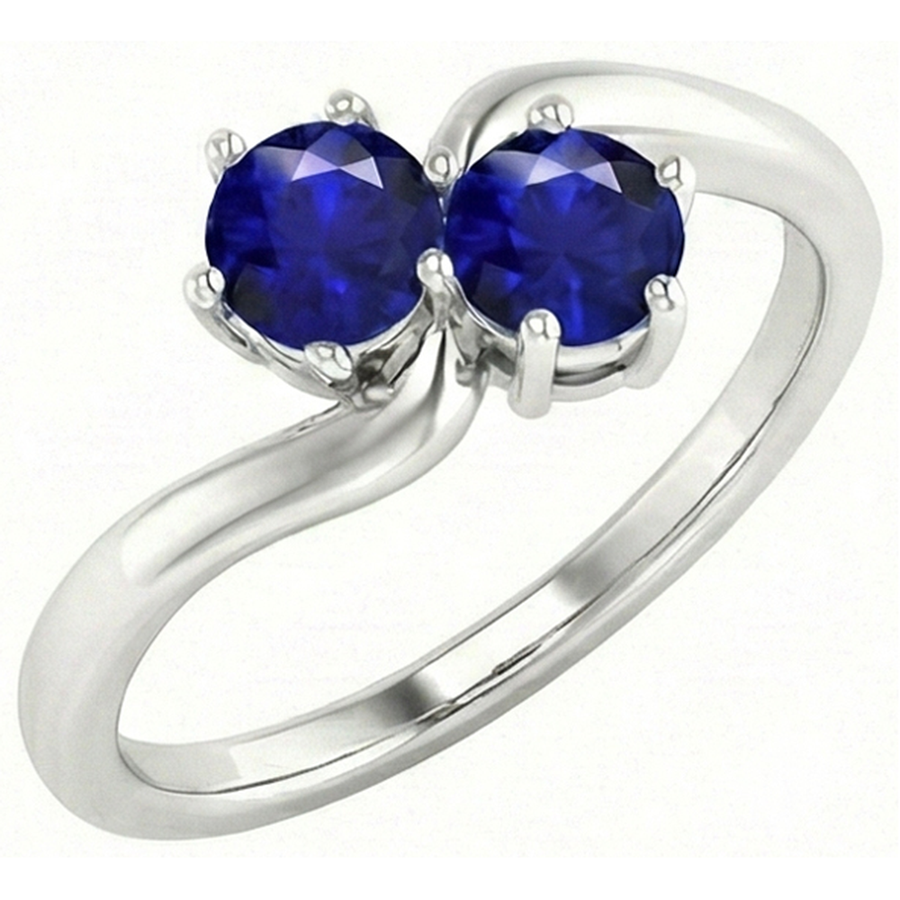 Natural Real ( Not Lab Grown )  Toi et Moi Anniversary Ring Round Ceylon Sapphire 4 Carats Prong Set