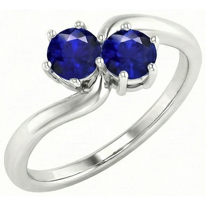 Natural Real ( Not Lab Grown )  Toi et Moi Anniversary Ring Round Ceylon Sapphire 4 Carats Prong Set