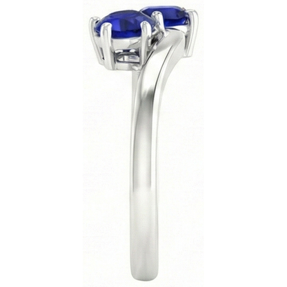 Natural Real ( Not Lab Grown )  Toi et Moi Anniversary Ring Round Ceylon Sapphire 4 Carats Prong Set