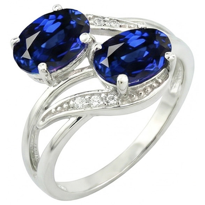 Toi et Moi Antique Style Oval Sri Lankan Sapphire Natural Earth Mined Diamond Ring 4.50 Ct
