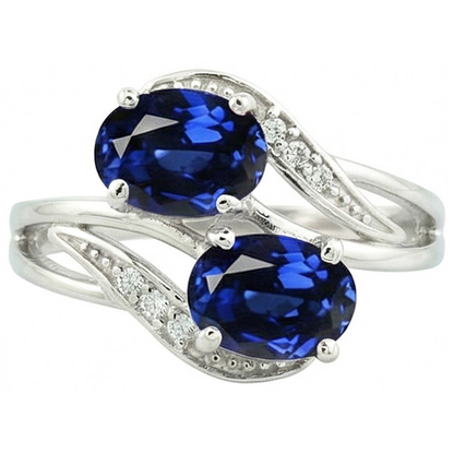Toi et Moi Antique Style Oval Sri Lankan Sapphire Natural Earth Mined Diamond Ring 4.50 Ct