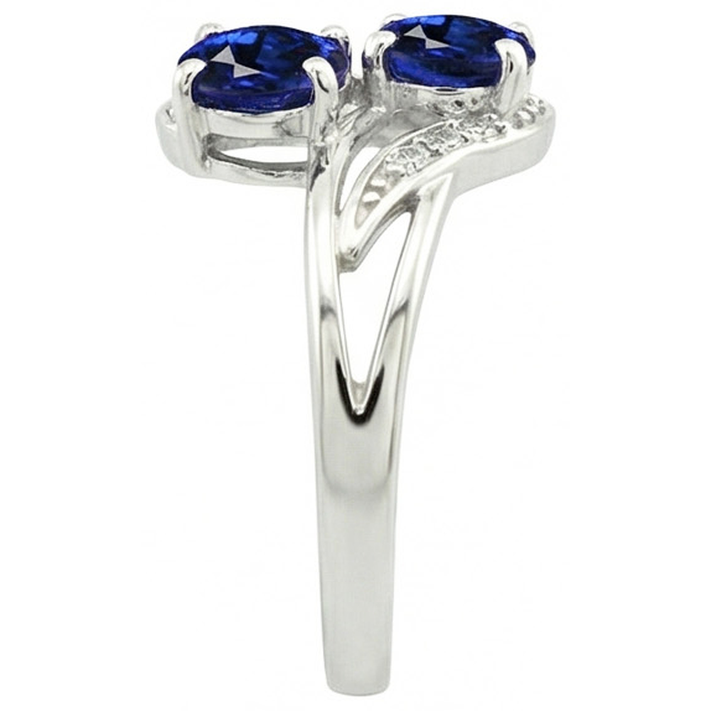 Toi et Moi Antique Style Oval Sri Lankan Sapphire Natural Earth Mined Diamond Ring 4.50 Ct