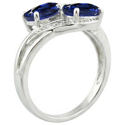 Toi et Moi Antique Style Oval Sri Lankan Sapphire Natural Earth Mined Diamond Ring 4.50 Ct
