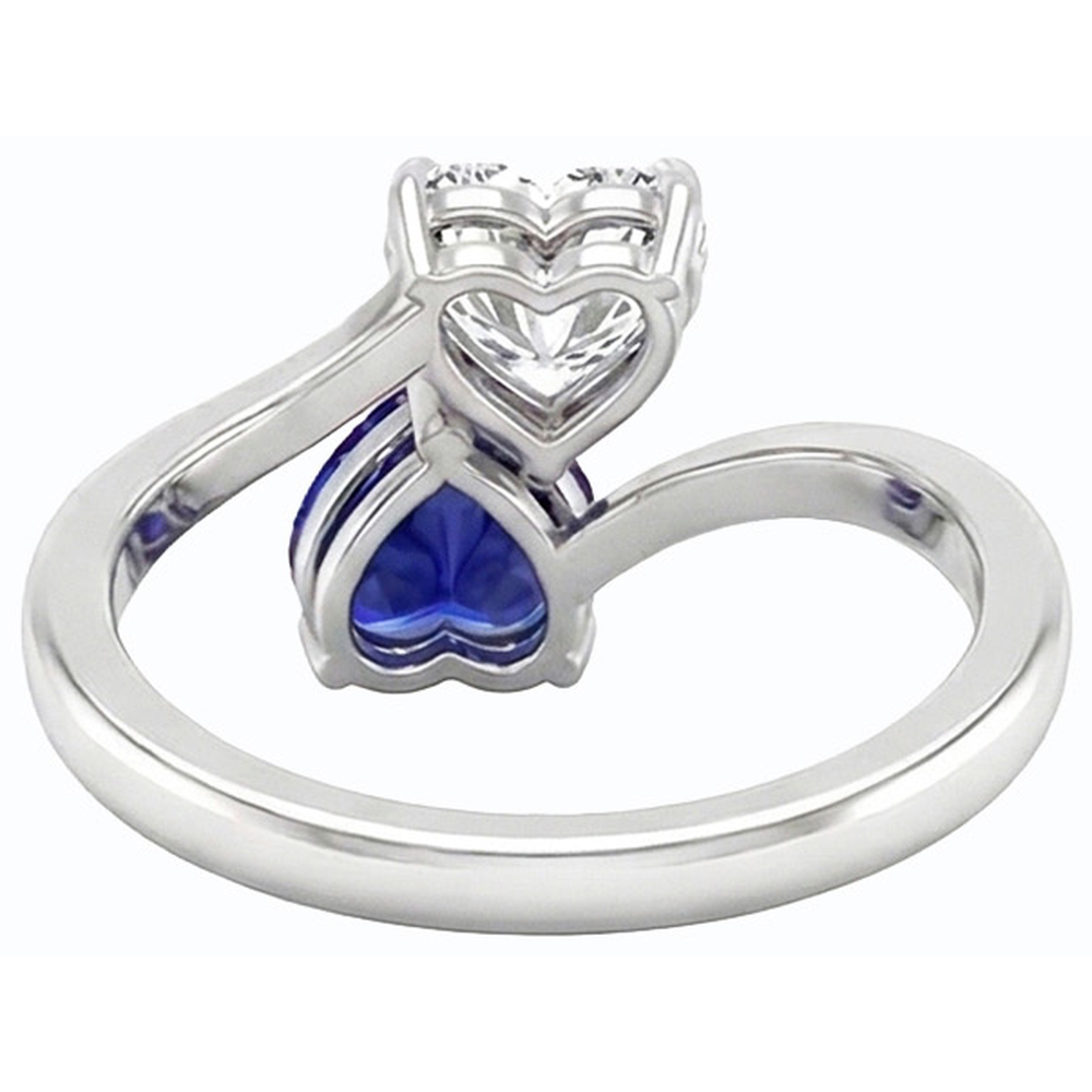 natural heart sapphire 3ct ring profile view