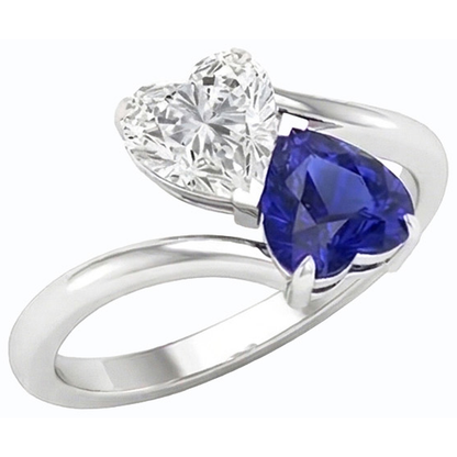 natural heart sapphire 3ct ring front view