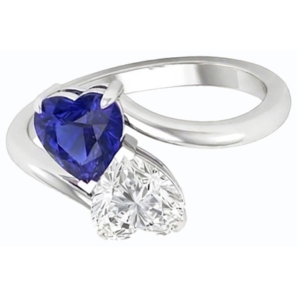 natural heart sapphire 3ct ring close up detail