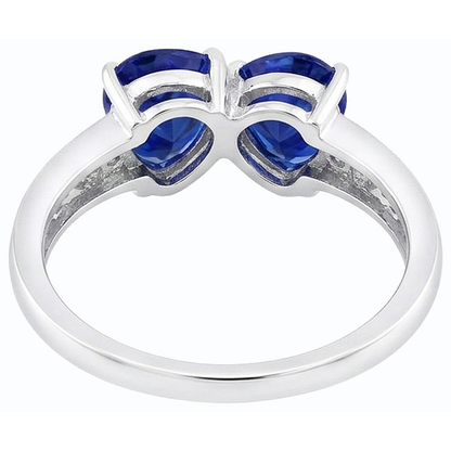 Toi et Moi Heart Ceylon Sapphire Natural Earth Mined Diamond Ring Filigree 2.25 Carats