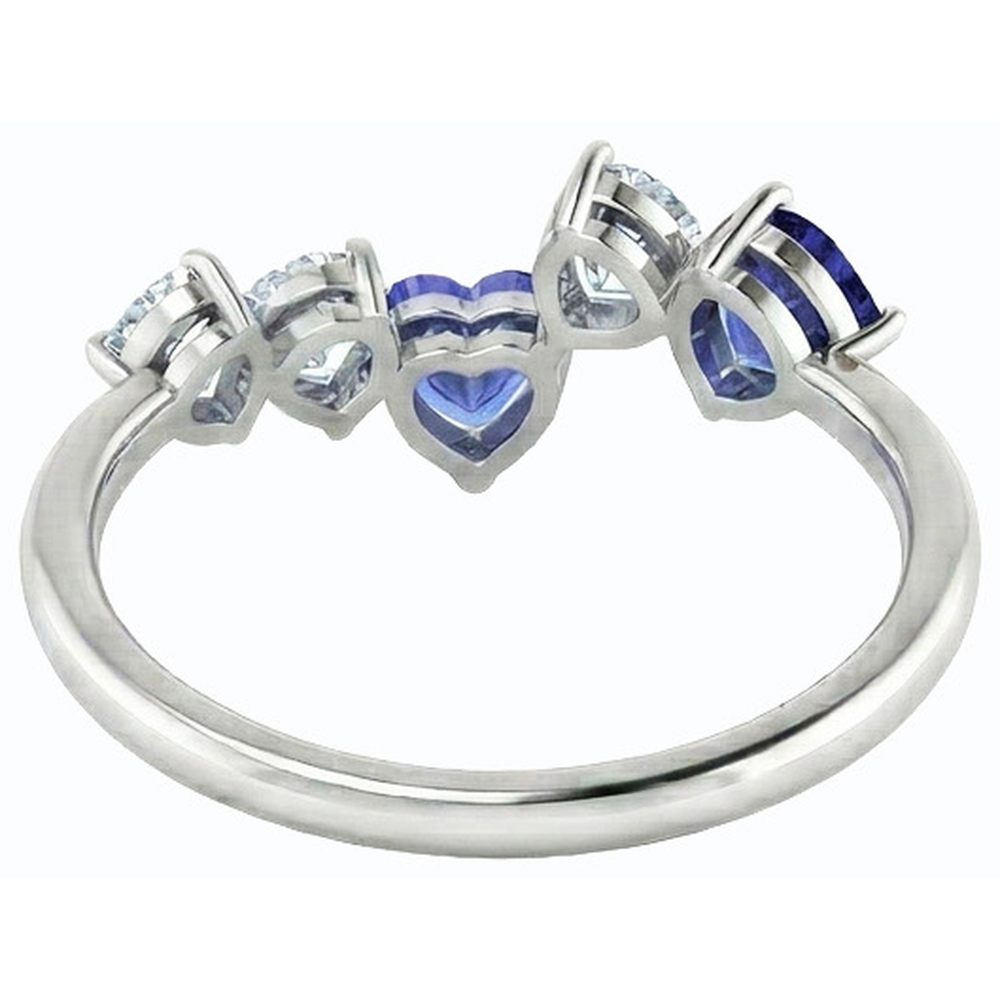 Toi et Moi Heart Natural Earth Mined Diamond & Sapphire Ring 3.50 Carats Women Jewelry