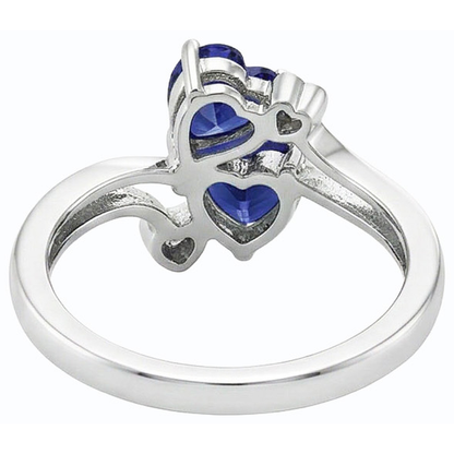 Toi et Moi Natural Earth Mined Diamond Anniversary Blue Heart Sapphire Ring 3.25 Carats