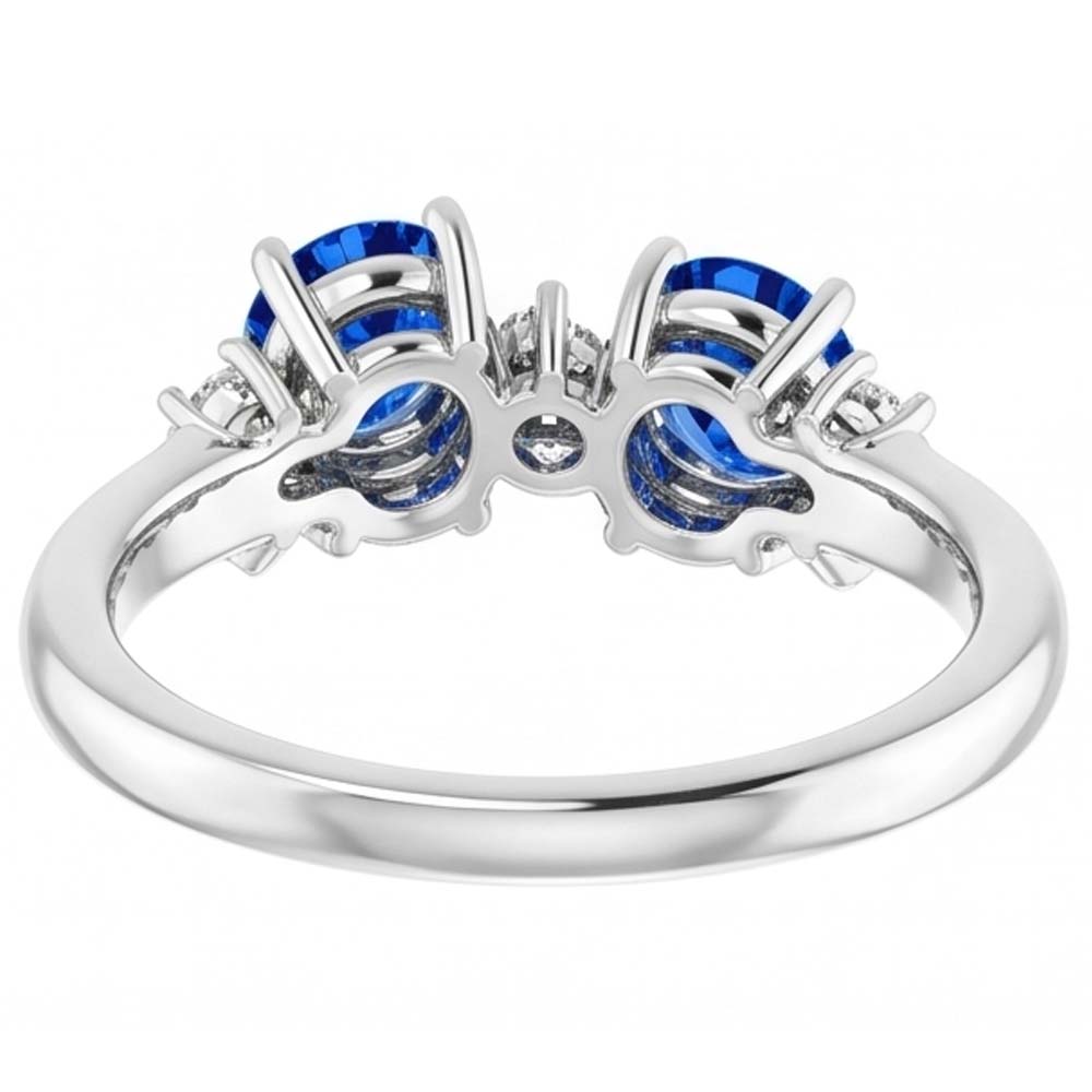 Toi et Moi Natural Earth Mined Diamond Ring 1.18 Carats Ceylon Sapphire Women Jewelry 14K