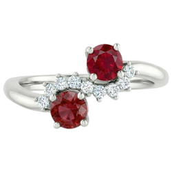 Toi et Moi Natural Earth Mined Diamond Ruby Ring 1.18 Carats Women White Gold 14K Jewelry