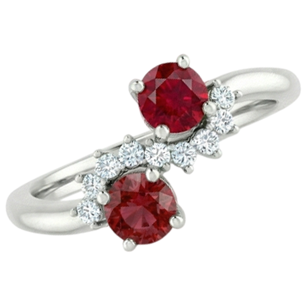 Toi et Moi Natural Earth Mined Diamond Ruby Ring 1.18 Carats Women White Gold 14K Jewelry