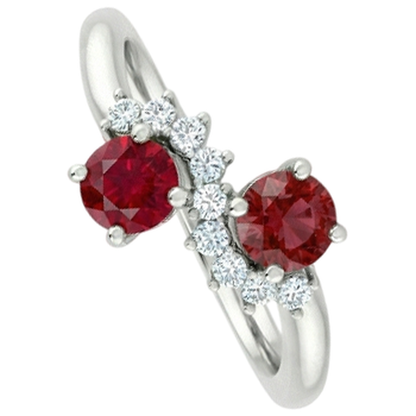 Toi et Moi Natural Earth Mined Diamond Ruby Ring 1.18 Carats Women White Gold 14K Jewelry