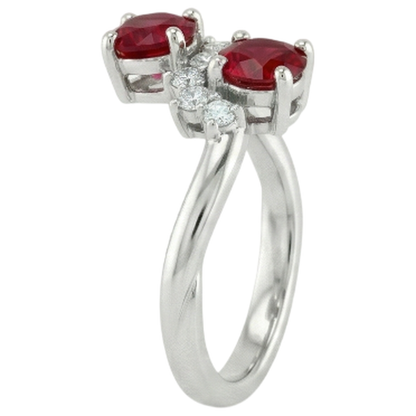 Toi et Moi Natural Earth Mined Diamond Ruby Ring 1.18 Carats Women White Gold 14K Jewelry