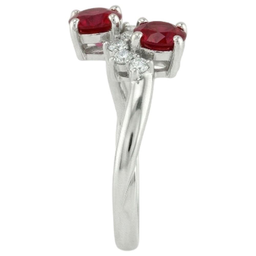 Toi et Moi Natural Earth Mined Diamond Ruby Ring 1.18 Carats Women White Gold 14K Jewelry